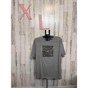 PUMA Men’s Gray Graphic T-Shirt XL – Yellow Outline Logo